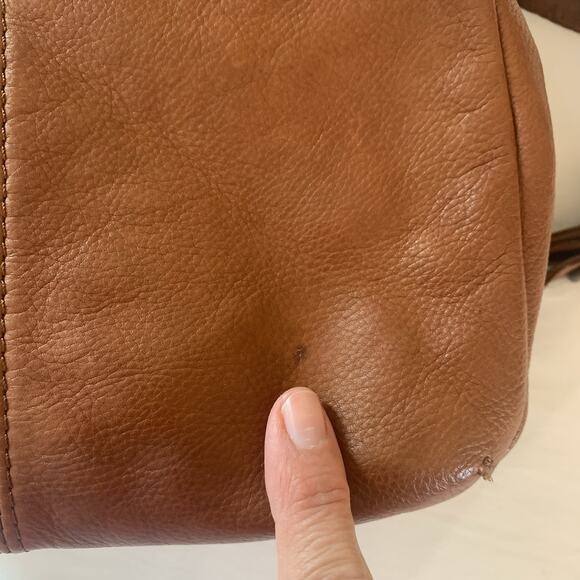 American Leather Co. Women’s Brown Leather Double Strap Casual Backpack Flaw - Picture 9 of 14